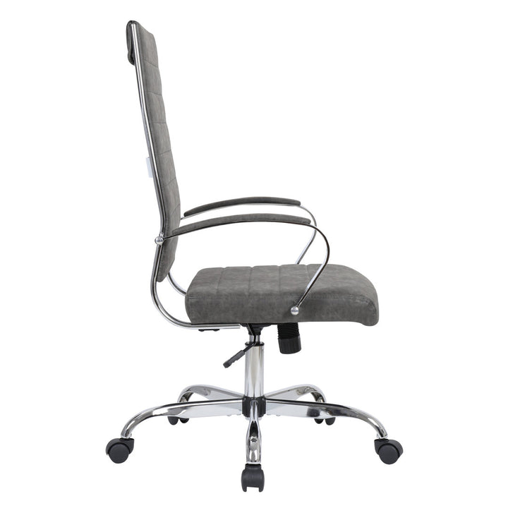 Mulkey High-Back Leather Office Chair with Adjustable Height, Swivel, and Tilt Orren Ellis Upholstery Color: Charcoal