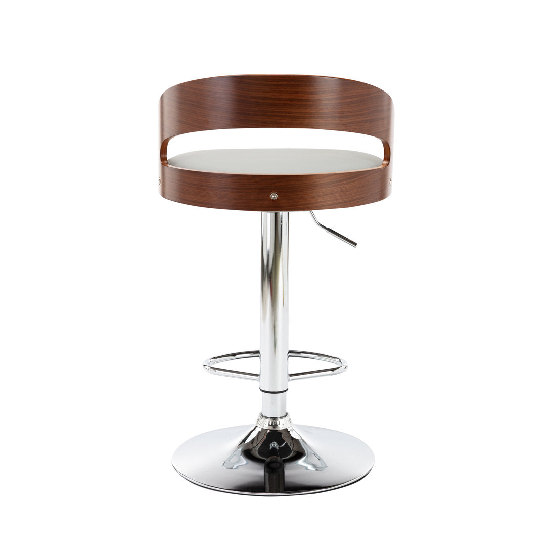 Aviella Swivel Adjustable Height Faux Leather Mid-Century Bar Stool Wade Logan® Color: Gray