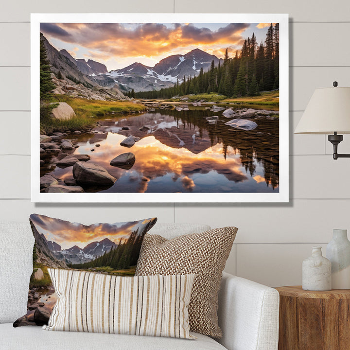 Colorado Mountain Senerity III Framed On Canvas Print Millwood Pines Size: 30" H x 40" W x 1.5" D Format: White Picture Framed
