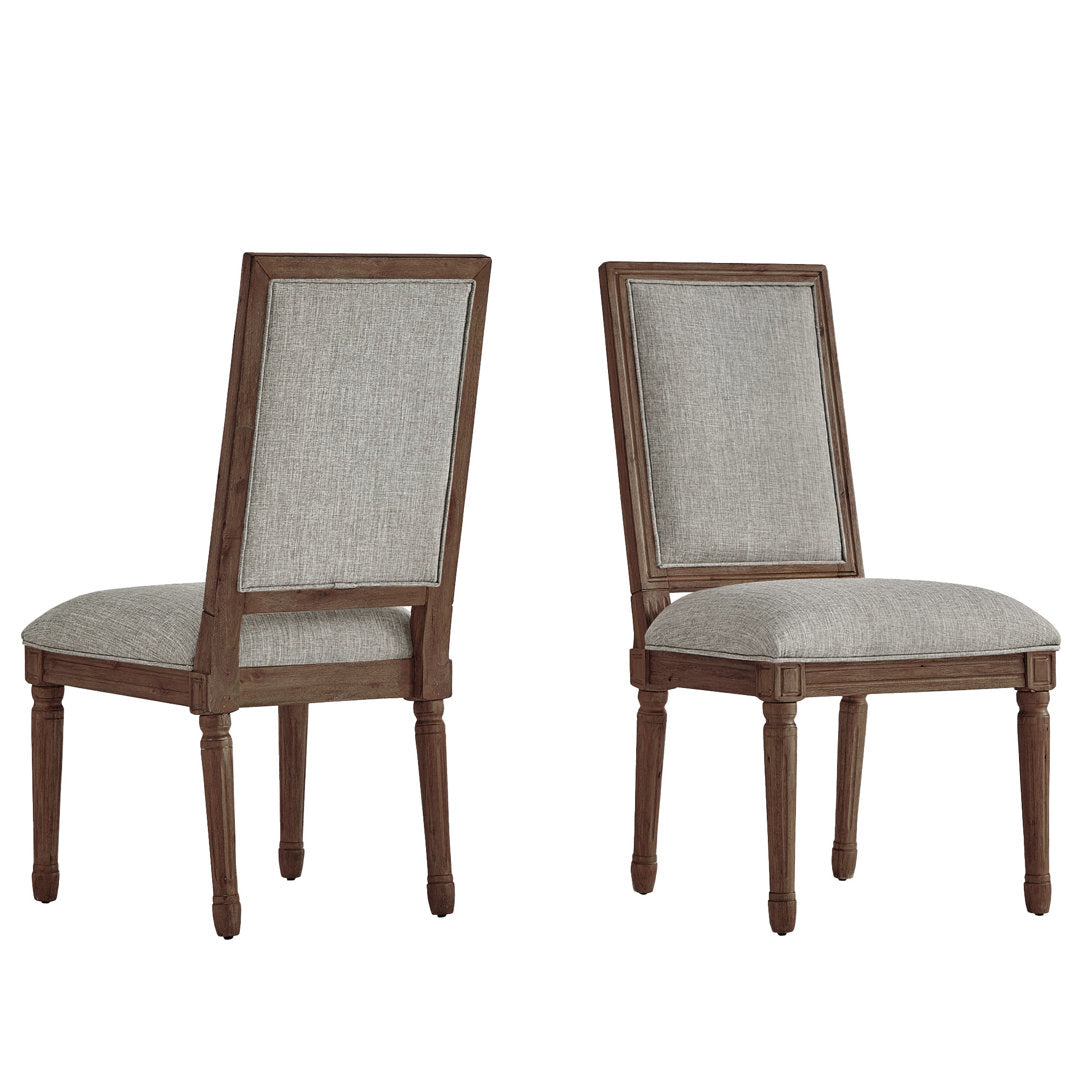 Libretto Solid Wood Side Chair (Set of 2) Kelly Clarkson Home Upholstery Color: Gray Linen, Leg Color: Brown