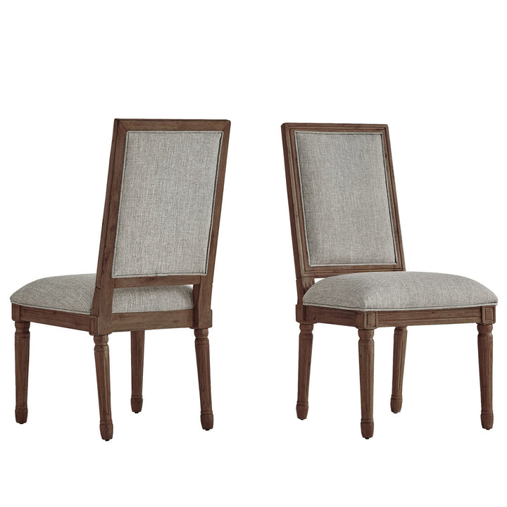 Libretto Solid Wood Side Chair (Set of 2) Kelly Clarkson Home Upholstery Color: Gray Linen, Leg Color: Brown
