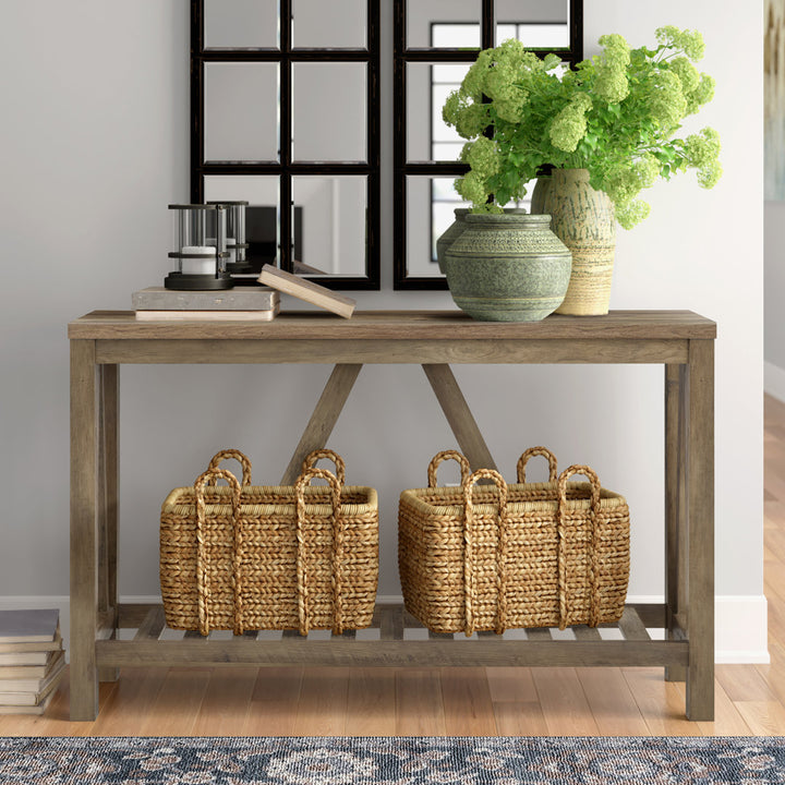 Rakira Modern Farmhouse Console Table Red Barrel Studio® Color: Rustic Oak