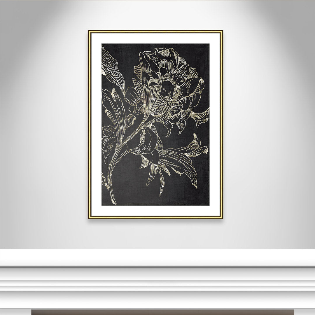 Golden Flower Folklore I by Asia Jensen - Picture Frame Graphic Art Print Joss & Main Size: 42.75" H x 30.75" W Format: Gold Framed