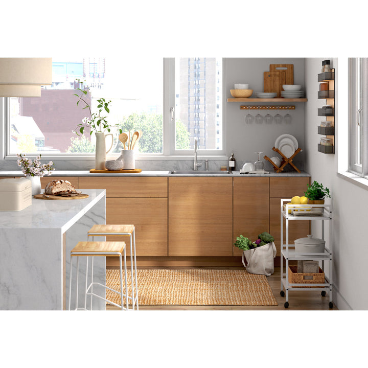 Danyia Solid Wood Wall Mounted Wine Glass Rack in Natural George Oliver