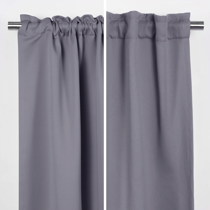 Bantam Solid Blackout Thermal Rod Pocket Curtain Panels (Set of 2) Ebern Designs Curtain Color: Gray Size per Panel: 52" W x 120" L