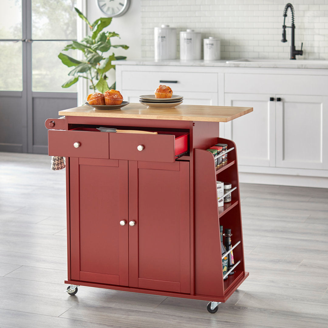 Ferraro Kitchen Cart Alcott Hill® Base Finish: Red