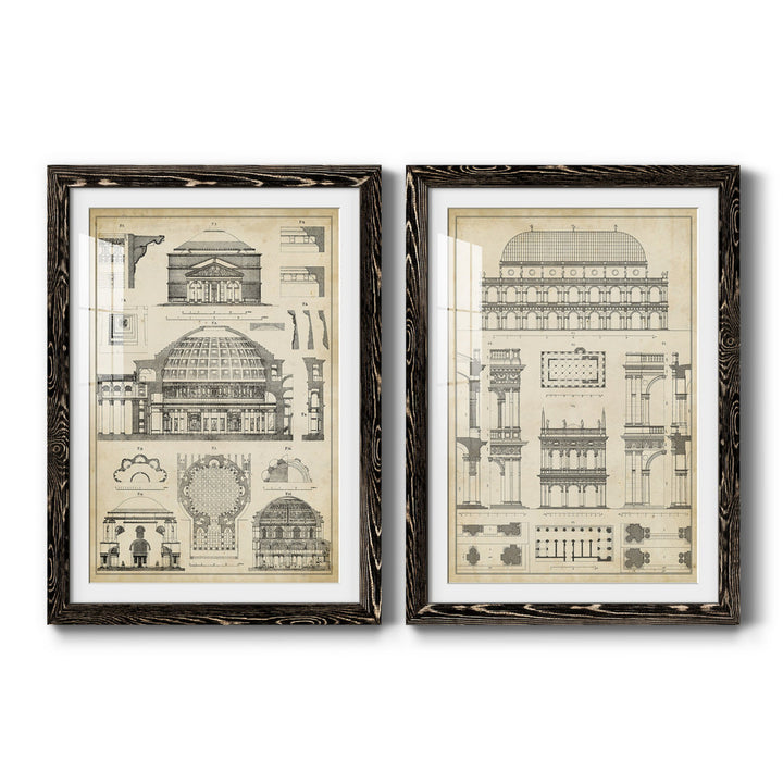 Vintage Architects Plan III - 2 Piece Picture Frame Graphic Art Print Set on Paper Williston Forge Size: 37.5" H x 55" W x 1.5" D Format: Black Framed Paper
