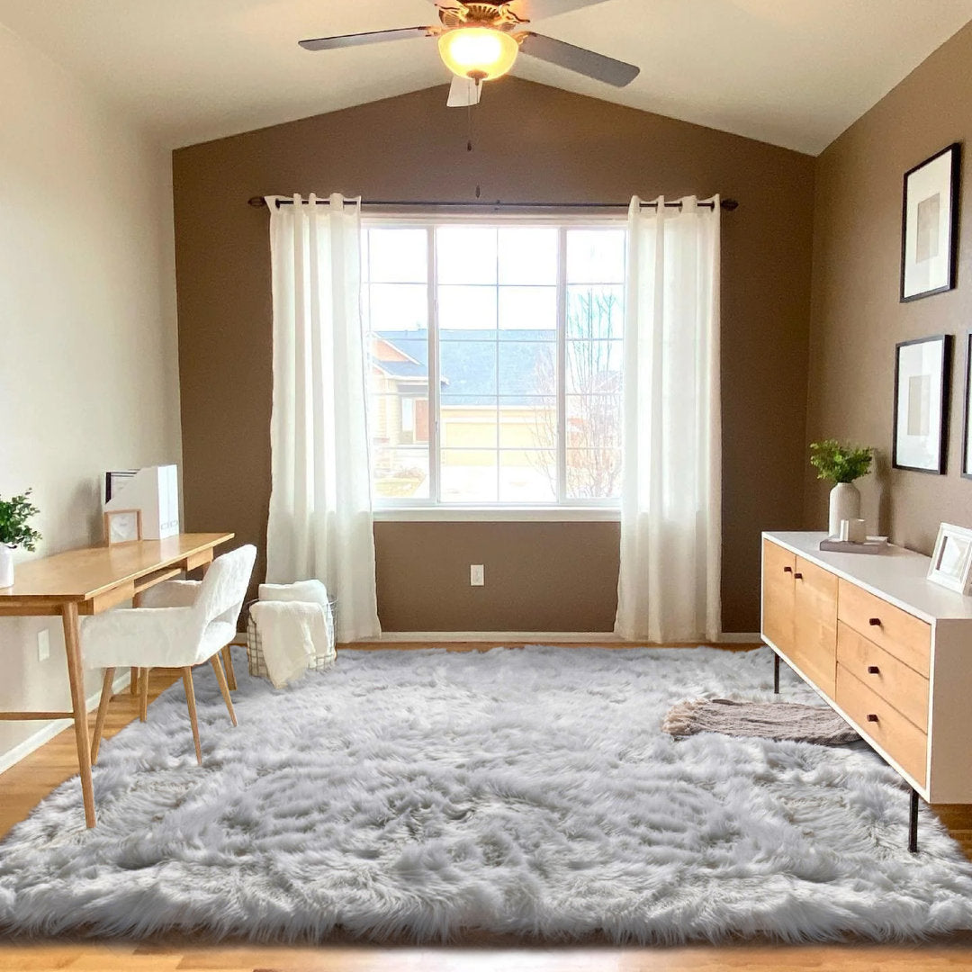 Haja Handmade Shag Faux Sheepskin Gray Area Rug Everly Quinn Rug Size: Rectangle 9' x 12'