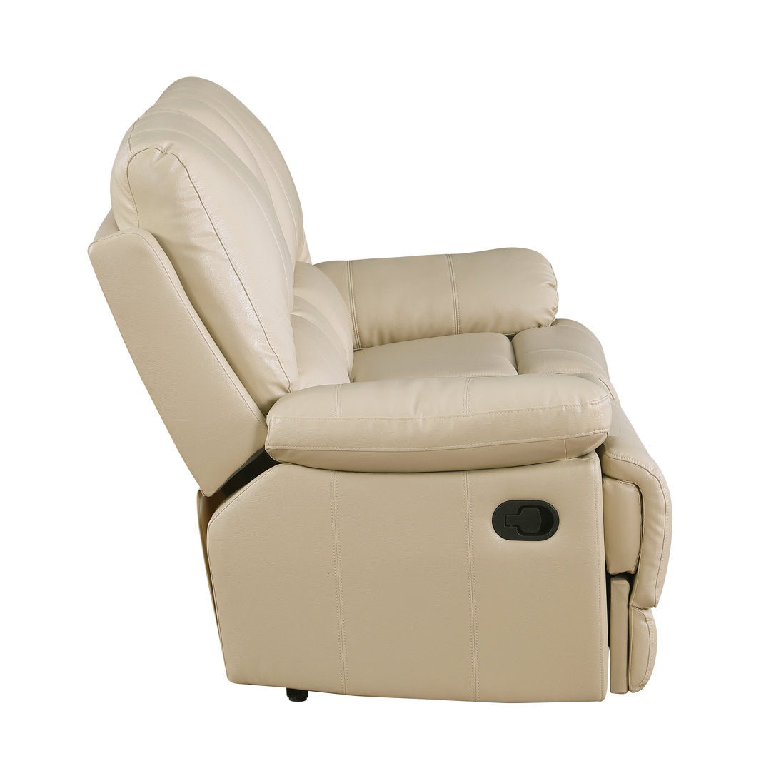 Trower 89" Faux Leather Pillow Top Arm Reclining Sofa Red Barrel Studio® Upholstery: Beige Faux Leather