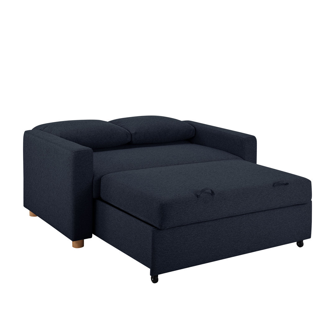 Serta Trinity Full Size Convertible Sleeper Sofa Serta Fabric: Navy Woven