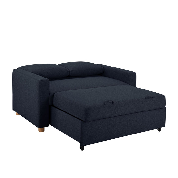 Serta Trinity Full Size Convertible Sleeper Sofa Serta Fabric: Navy Woven