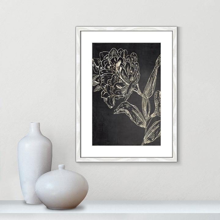 Golden Flower Folklore II by Asia Jensen - Picture Frame Graphic Art Joss & Main Size: 23" H x 17" W  Format: White Wood Grain Framed