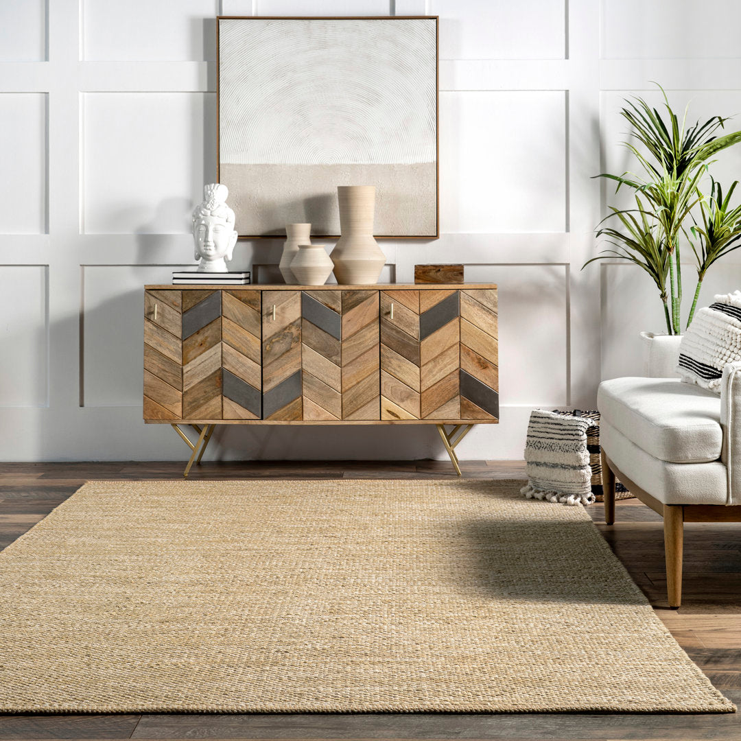 Parnell Farmhouse Eco-friendly Handmade Soft Cotton Tan Rug Union Rustic Rug Size: Rectangle 9'6" x 13'6"