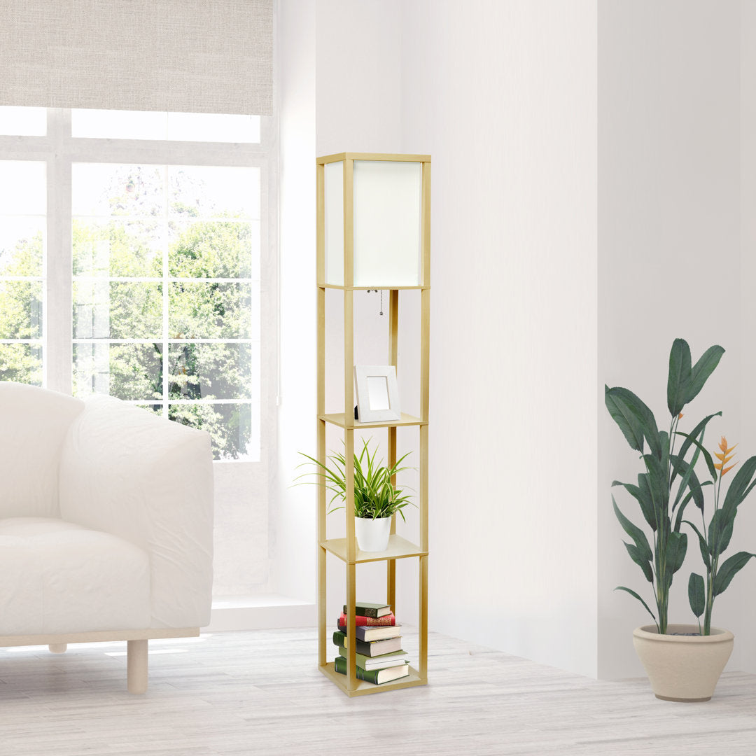 Abeyta 62.75" Column Floor Lamp Mercury Row® Teen Bulb Included: No, Base Finish: Tan