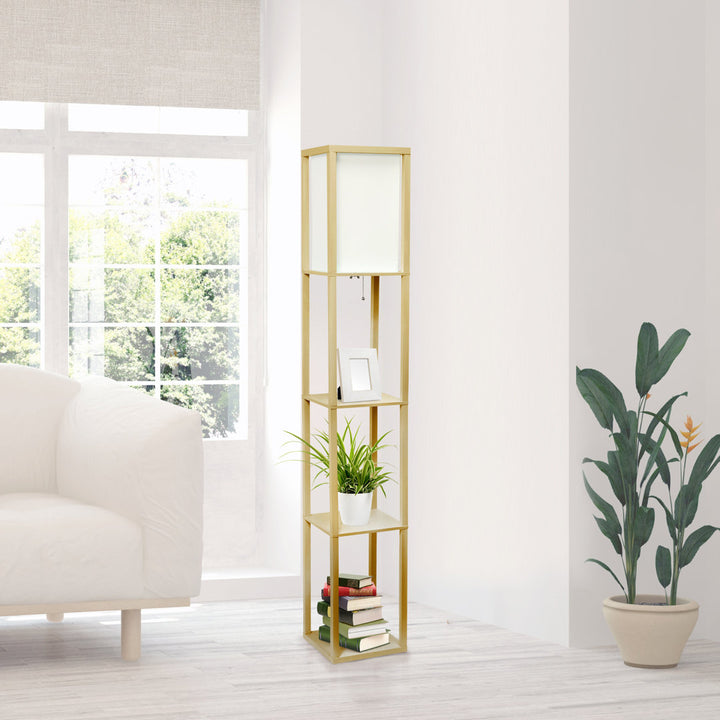 Abeyta 62.75" Column Floor Lamp Mercury Row® Teen Bulb Included: No, Base Finish: Tan
