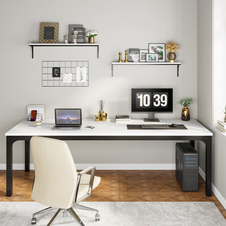 Alyzia 78.8'' W Rectangle Computer Desk 17 Stories Color (Top/Frame): White/Black