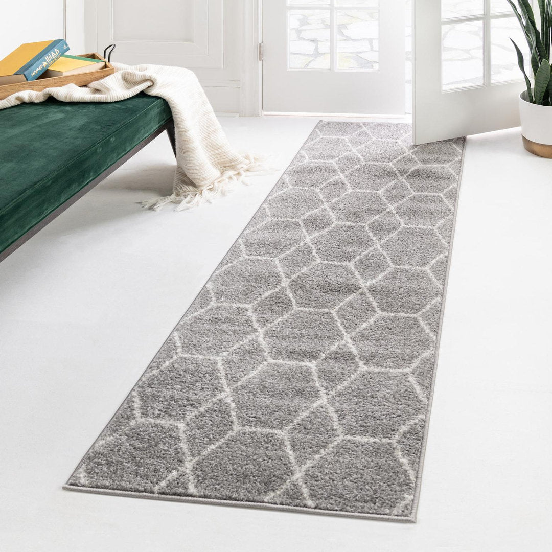 Debrodie Geometric Light Gray Area Rug George Oliver Rug Size: Runner 2' x 6'1"