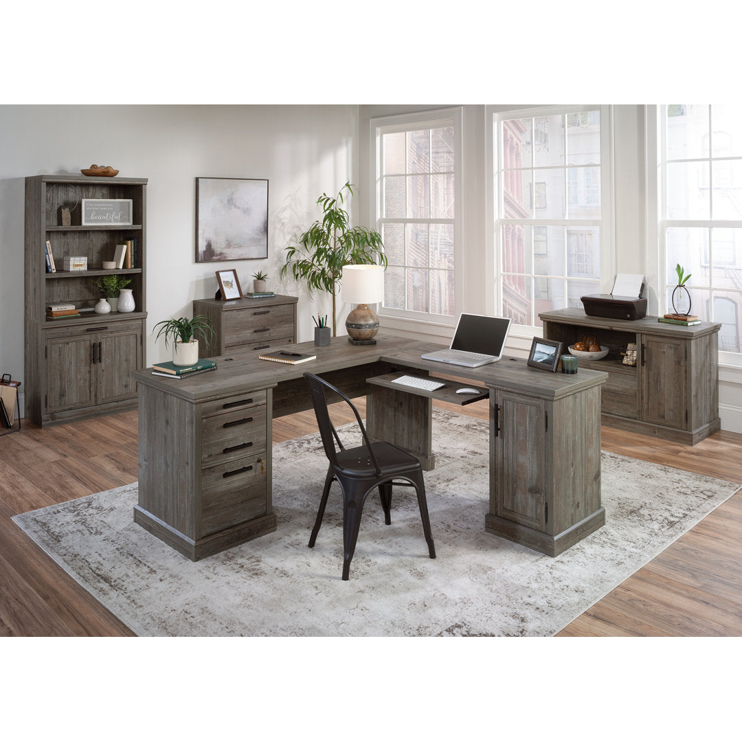 Aspen Post L-Shape Executive Desk Upper Square™ Color: Rustic Gray