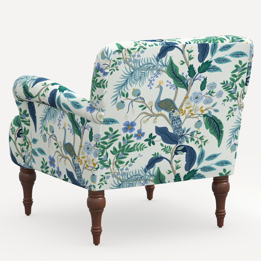 Rifle Paper Co. x Cloth & Company Bristol Armchair Rifle Paper Co. x Cloth & Company Body Fabric: Rpc Peacock Blue & White Linen