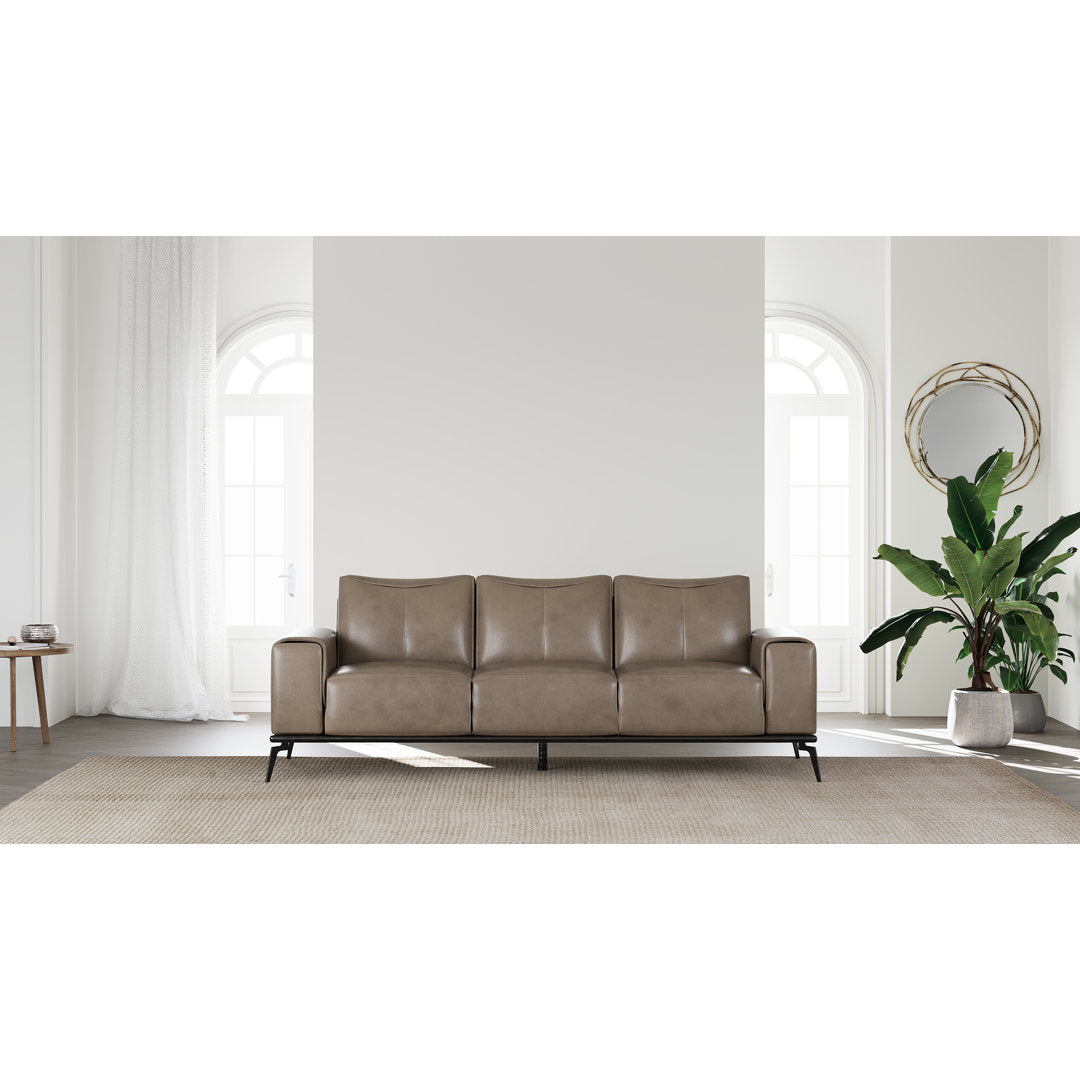 Conley 86" Genuine Leather Square Arm Sofa Sand & Stable™ Leather Type: Gray Genuine Leather