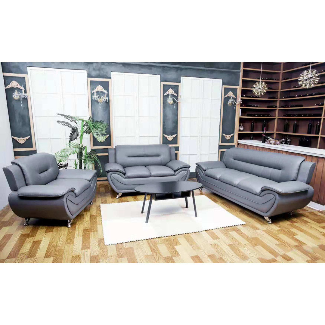Mulvey 80" Faux Leather Pillow Top Arm Sofa Orren Ellis Upholstery Color: Gray