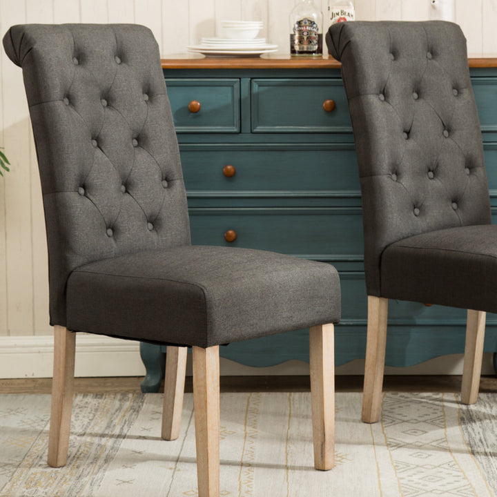 Charlotte Tufted Upholstered Parsons Chair (Set of 2) Red Barrel Studio® Upholstery Color: Charcoal