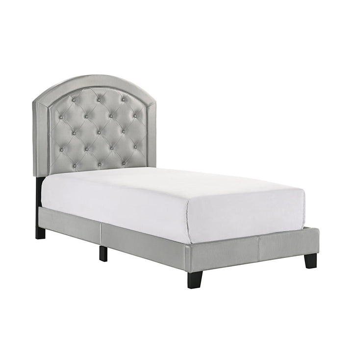 Manhasset Wooden Upholstered Platform Bed with Adjustable Tufted Headboard House of Hampton® Color: Silver Size: Twin
