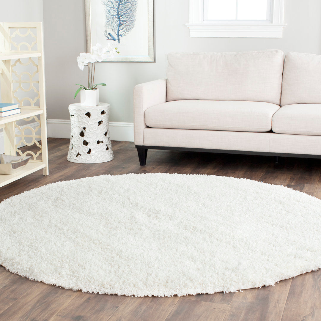 Assar White Area Rug Wade Logan® Rug Size: Round 9'