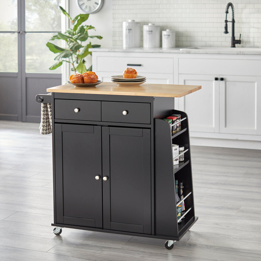 Ferraro Kitchen Cart Alcott Hill® Base Finish: Black