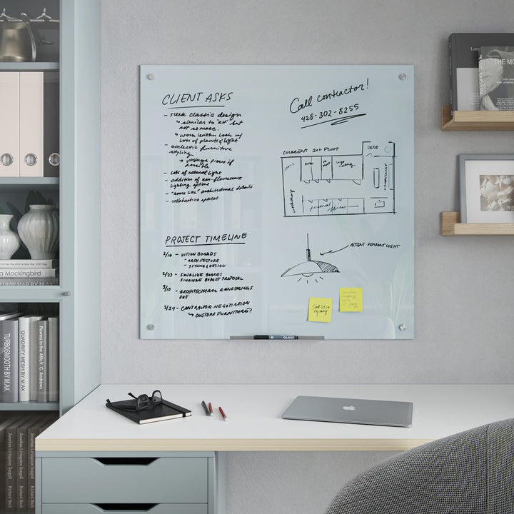 Wall Mounted Magnetic Glass Board U Brands Size: 35" x 35"