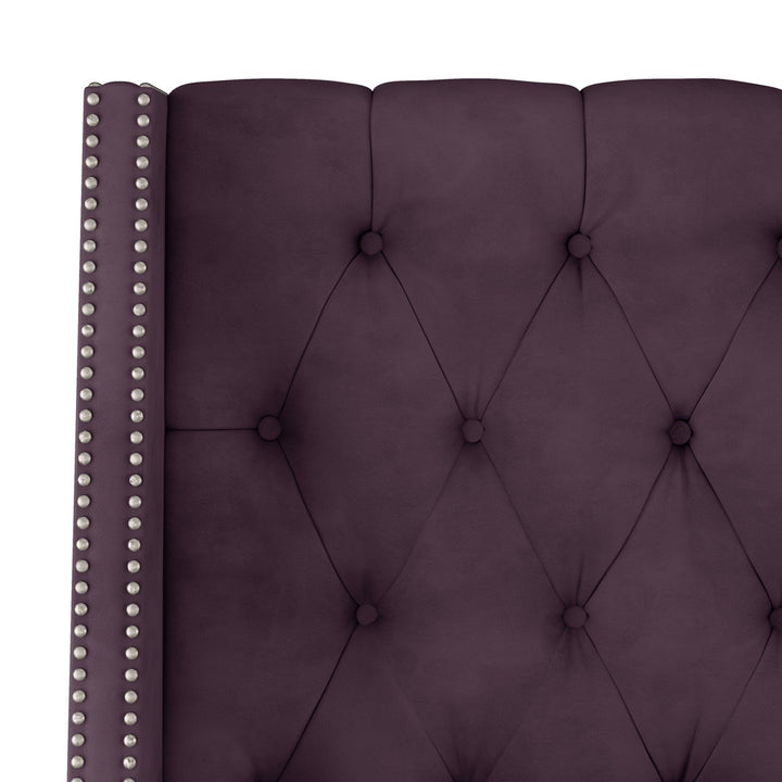 Annabel Upholstered Wingback Bed Kelly Clarkson Home Size: Twin Body Fabric: Classic Aubergine Velvet