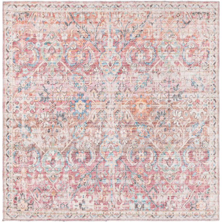 Engelhardt Floral Machine Made Power Loom Chenille Area Rug in Ivory/Pink Mistana™ Rug Size: Square 5'3"