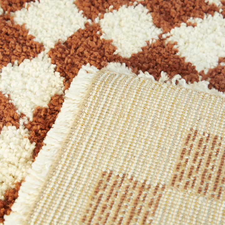 Walker Checkered Burnt Orange/Cream Shag Area Rug AllModern Rug Size: Square 6'7"
