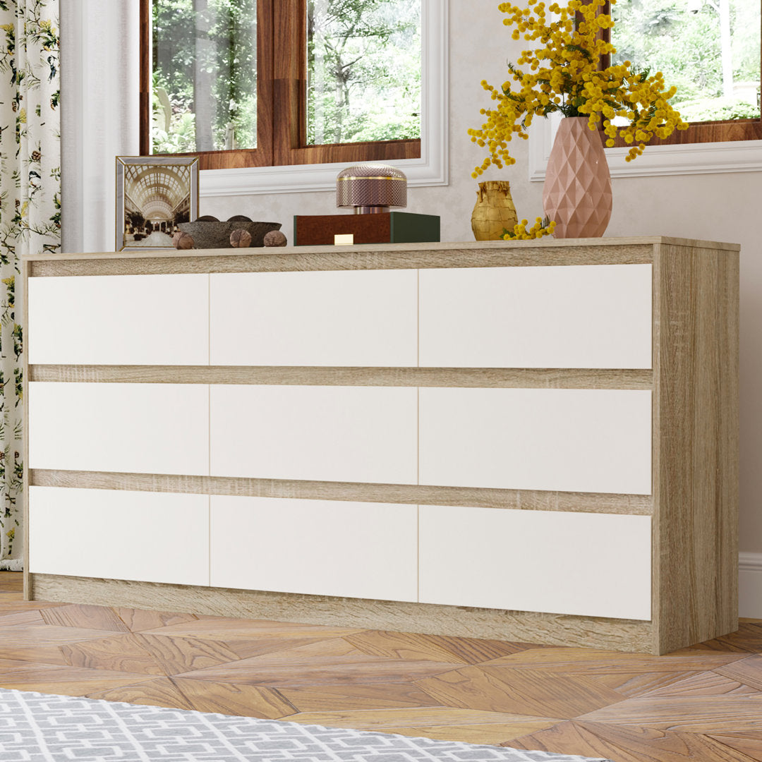 Aurica 9 Drawer 63" W Dresser Wade Logan® Color: White/Wood