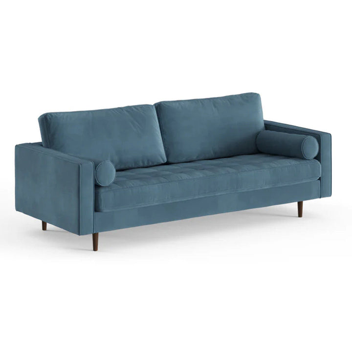 Geo 84" Upholstered Sofa AllModern Fabric: Ocean Blue Velvet