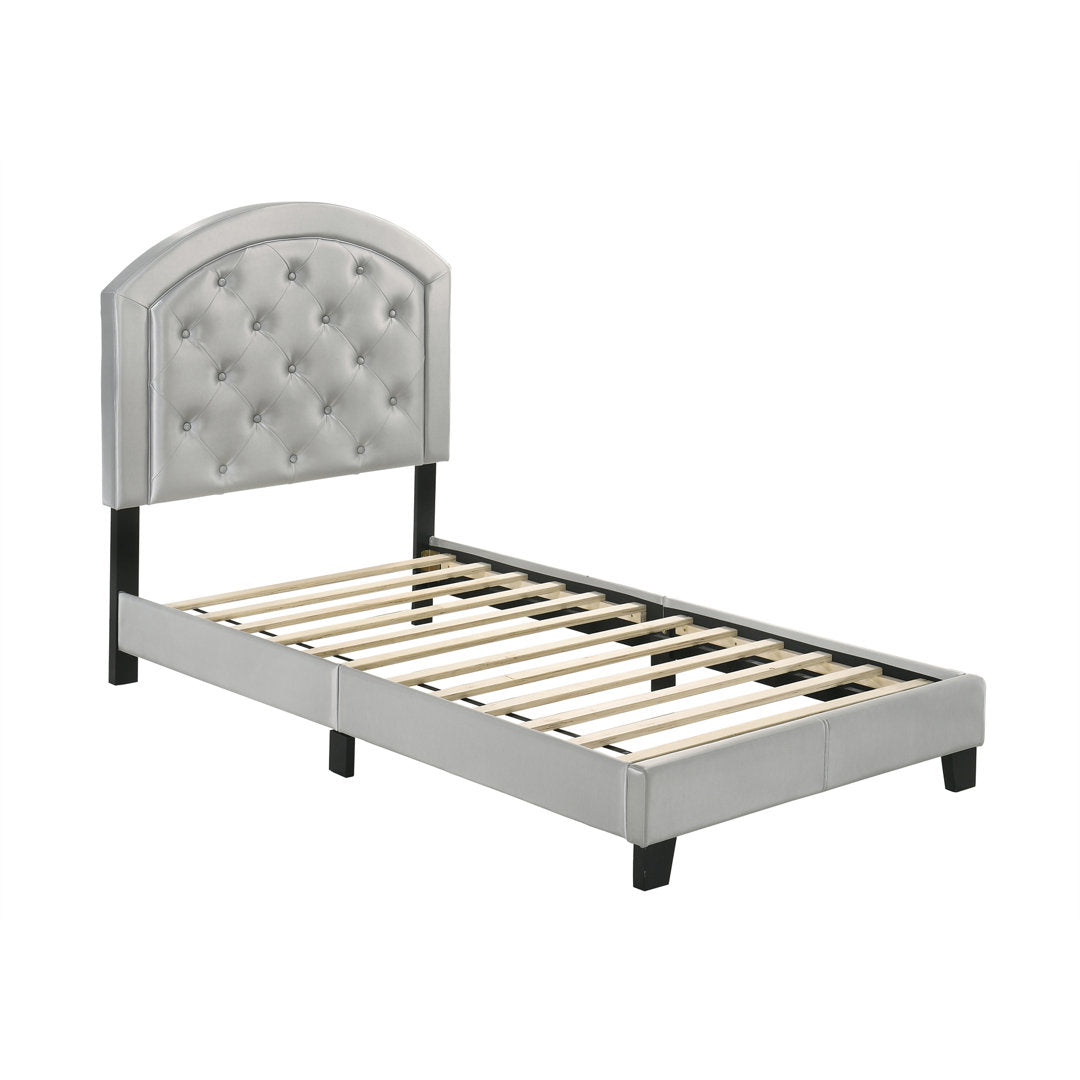 Manhasset Wooden Upholstered Platform Bed with Adjustable Tufted Headboard House of Hampton® Color: Silver Size: Twin