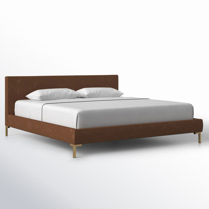 Rand Vegan Leather Bed AllModern Color: Classic Pewter Performance Velvet, Leg Color: Brass Size: Full