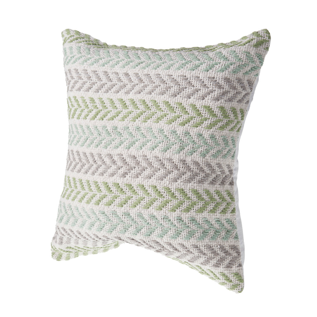 Hand-Woven Chevron Cotton Throw Pillow Rajani Home Color: Green/Multi