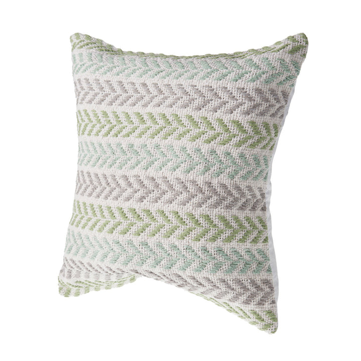 Hand-Woven Chevron Cotton Throw Pillow Rajani Home Color: Green/Multi