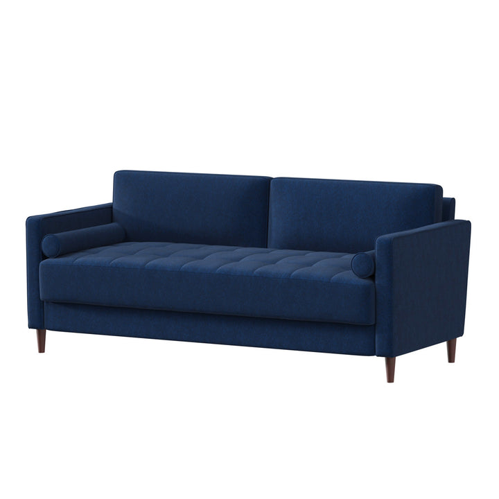 Garren 75.6'' Square Arm Tufted Sofa Mercury Row® Fabric: Navy Blue Linen