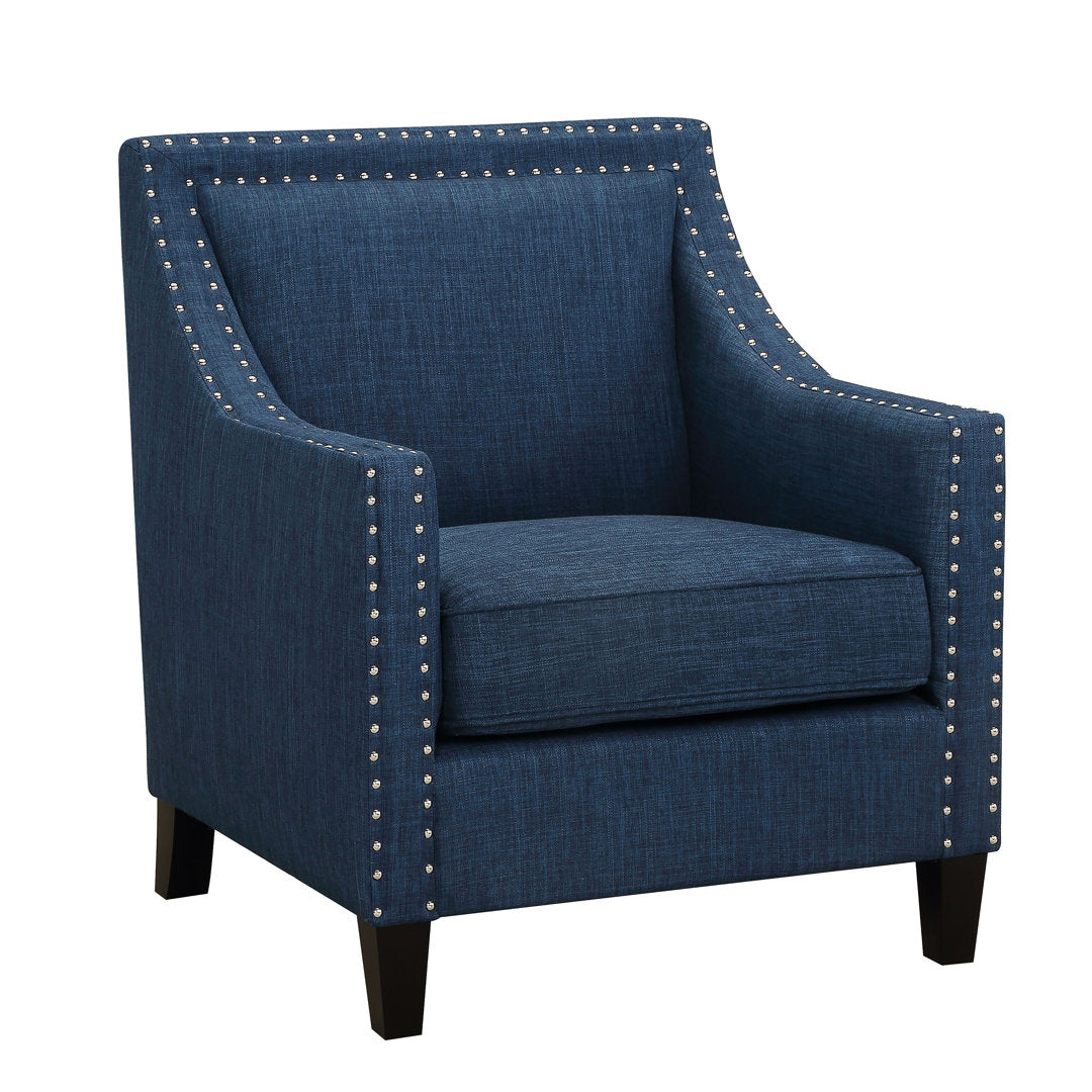 Hilga Erica Accent Armchair With Chrome Nailhead Trim Winston Porter Fabric: Blue Polyester Blend