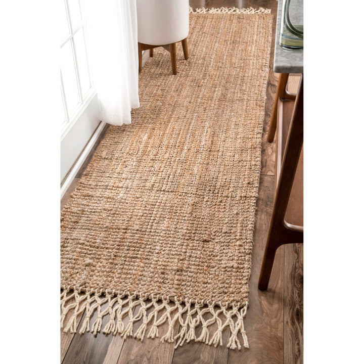 Werts Handmade Tufted Farmhouse Jute Tasseled Brown Rug Bay Isle Home™ Rug Size: Runner 2'6" x 10'