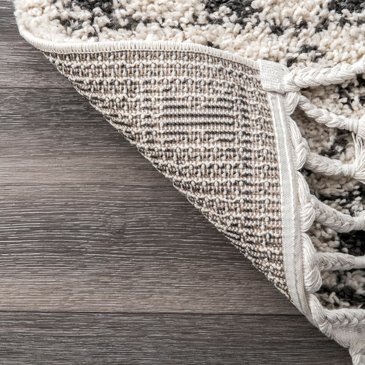 Adry Moroccan Shag Tasseled Cream/Charcoal Area Rug Union Rustic Rug Size: Rectangle 7'10" x 10'
