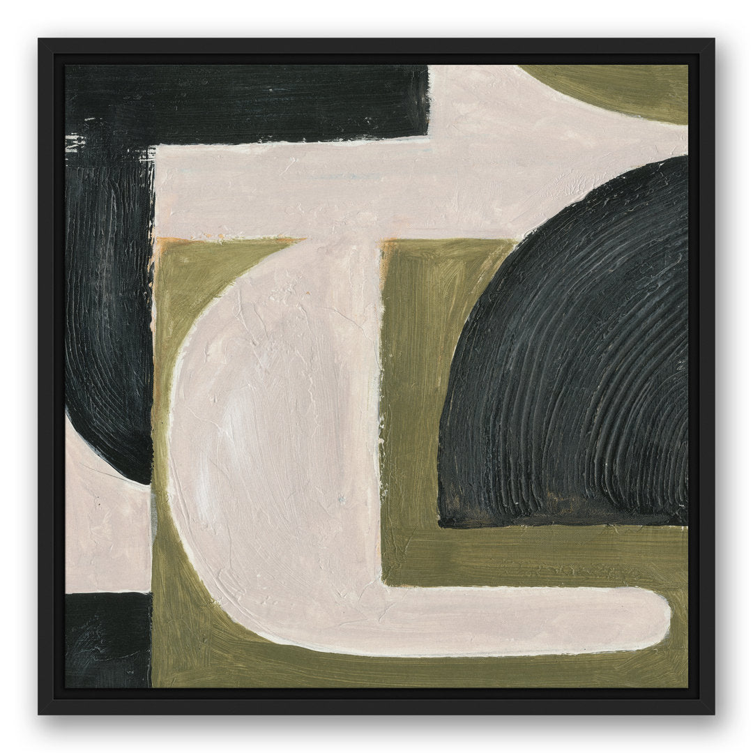 Abstract with Green - Painting on Canvas Ivy Bronx Size: 21.75" H x 21.75" W x 1.75" D Format: Black Floater Frame Canvas