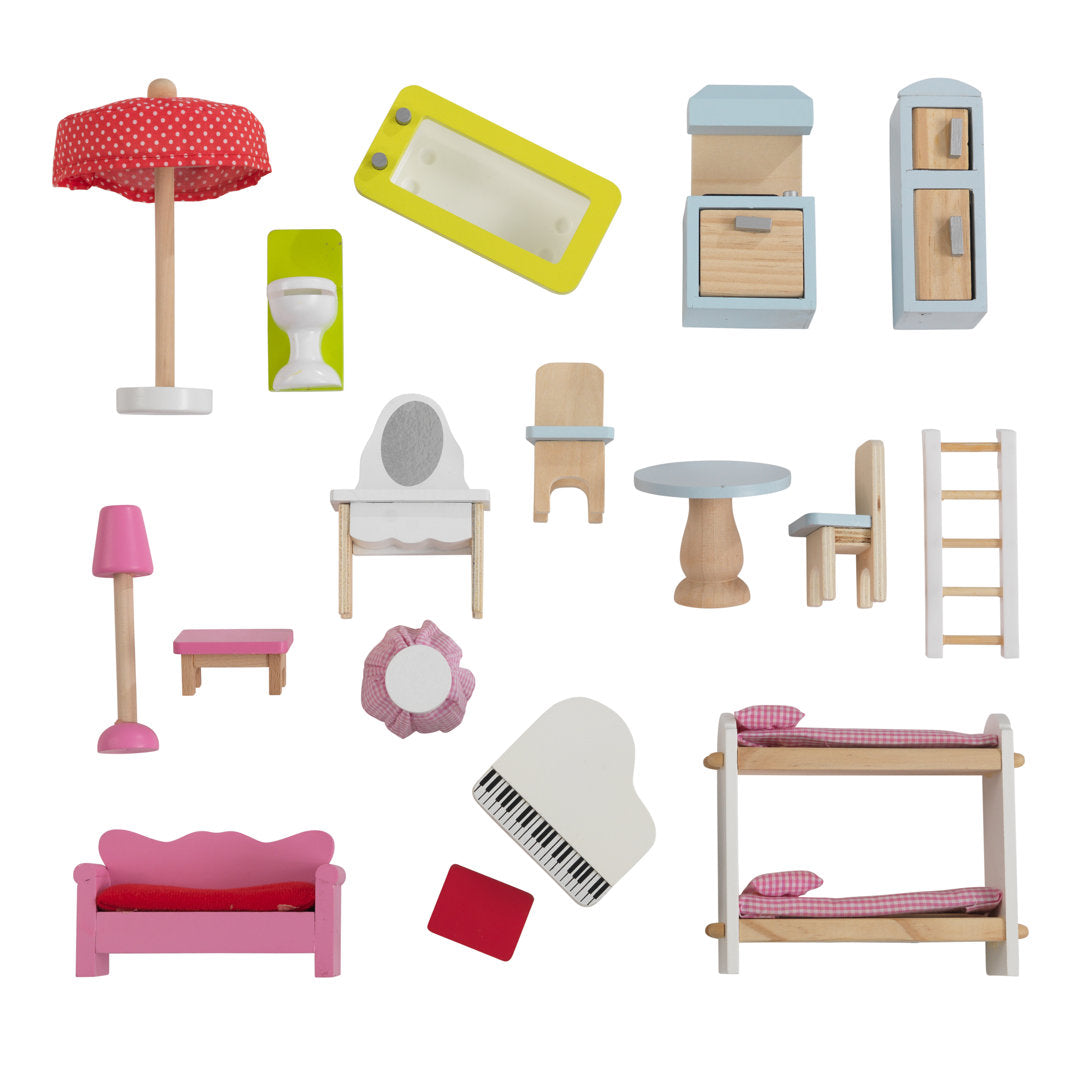 Chelsea Doll Cottage Wooden Dollhouse with 16 Accessories, for 5-Inch Dolls KidKraft