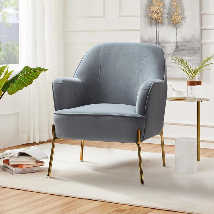 Cleo 26" Wide Contemporary Chair with Recessed Arms Etta Avenue™ Fabric: Pewter Velvet