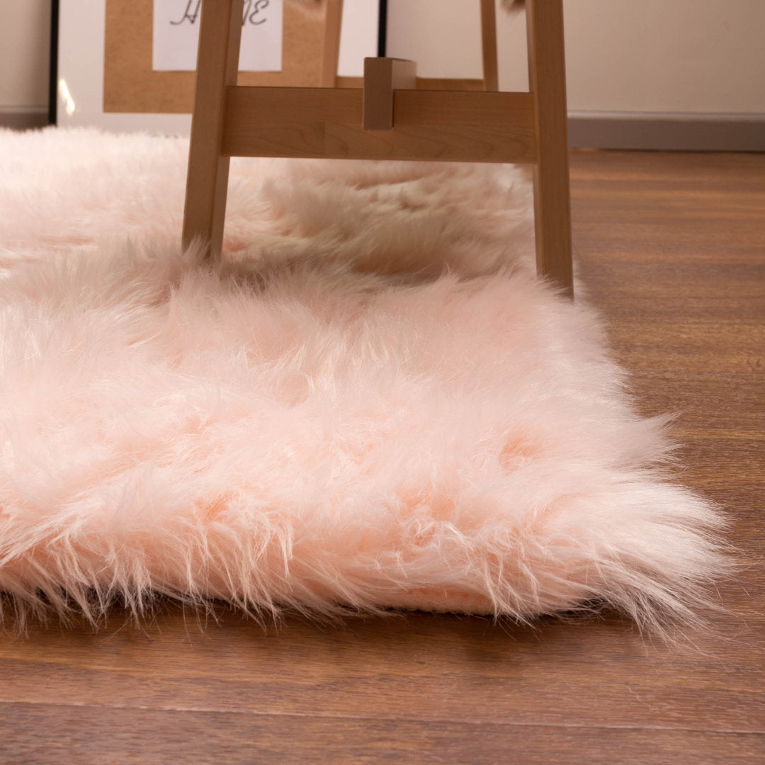 Diller Soft Pink Faux Sheepskin Fur Machine Washable Shag Fluffy Area Rug Willa Arlo™ Interiors Rug Size: Rectangle 3' x 5'