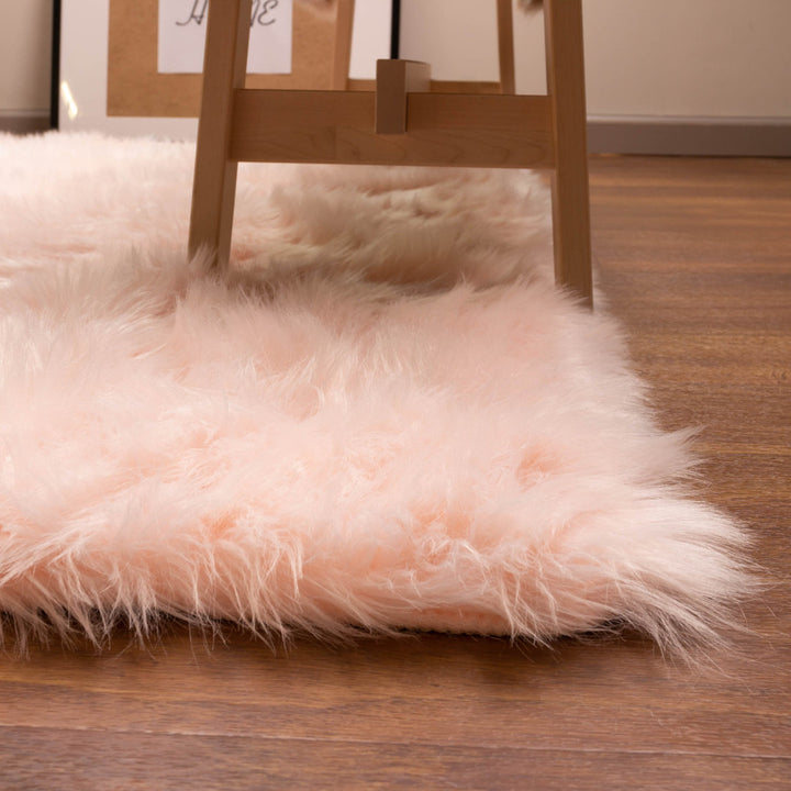 Diller Soft Pink Faux Sheepskin Fur Machine Washable Shag Fluffy Area Rug Willa Arlo™ Interiors Rug Size: Rectangle 3' x 5'