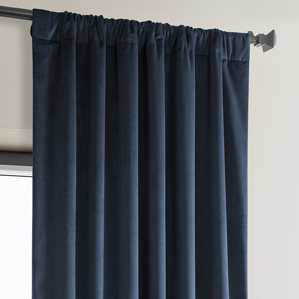 Matra Plush Velvet Curtains for Bedroom - Room Darkening Curtains for Living Room Window Single Panel AllModern Curtain Color: Eternal Blue Size per Panel: 50" W x 96" L