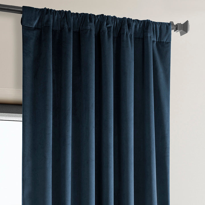 Matra Plush Velvet Curtains for Bedroom - Room Darkening Curtains for Living Room Window Single Panel AllModern Curtain Color: Eternal Blue Size per Panel: 50" W x 96" L
